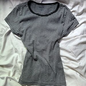 Brandy Melville Black and White Striped Tee